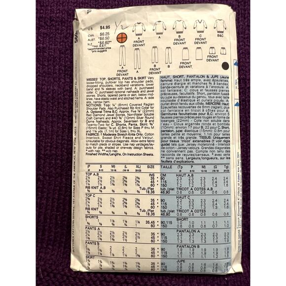 Butterick 5602 pattern sweatshirt oversized shorts skirt pants size Large - Picture 3 of 8